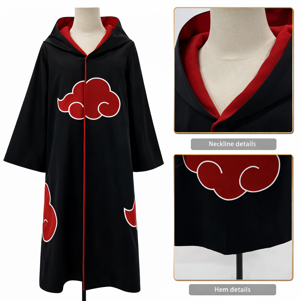 Akatsuki Robe Color Itachi Uchiha Akatsuki Cloak – Naruto Cosplay Robe – Cosplay Palace