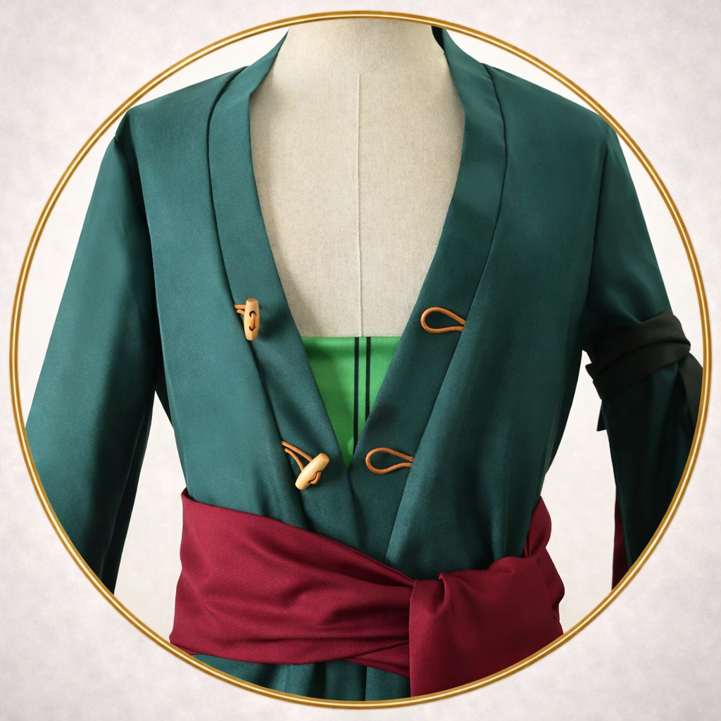 Roronoa Zoro Cosplay Costume – One Piece Kimono Robe Set with Earrings