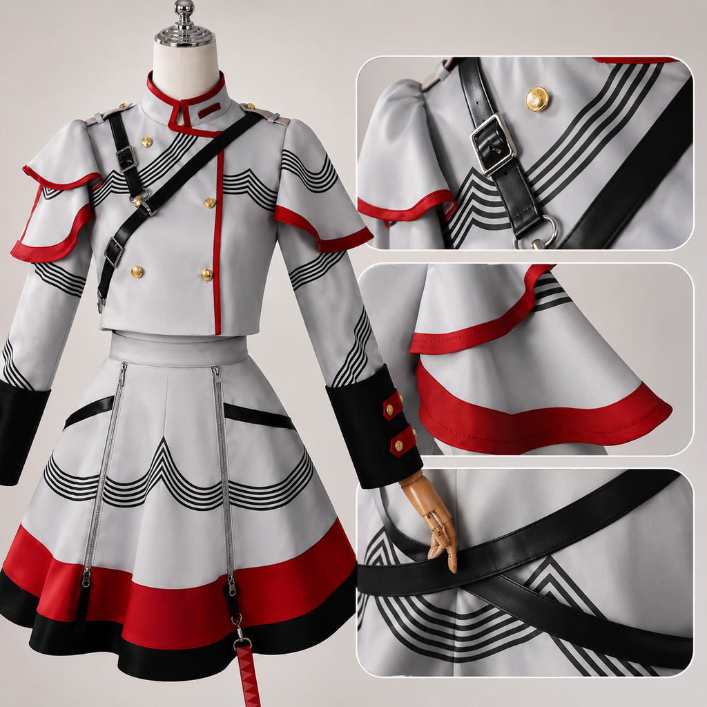 Kasane Teto Cosplay Costume – Gray Uniform Outfit Set