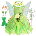 Girls Green Fairy Princess Costume – Magical Dress & Wings Set for Kids