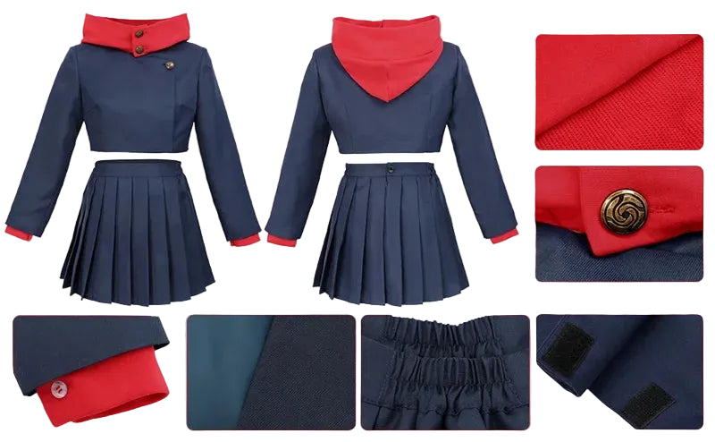 Itadori Yuji Women’s Cosplay Costume – Hooded Jacket & High-Waist Skirt Set