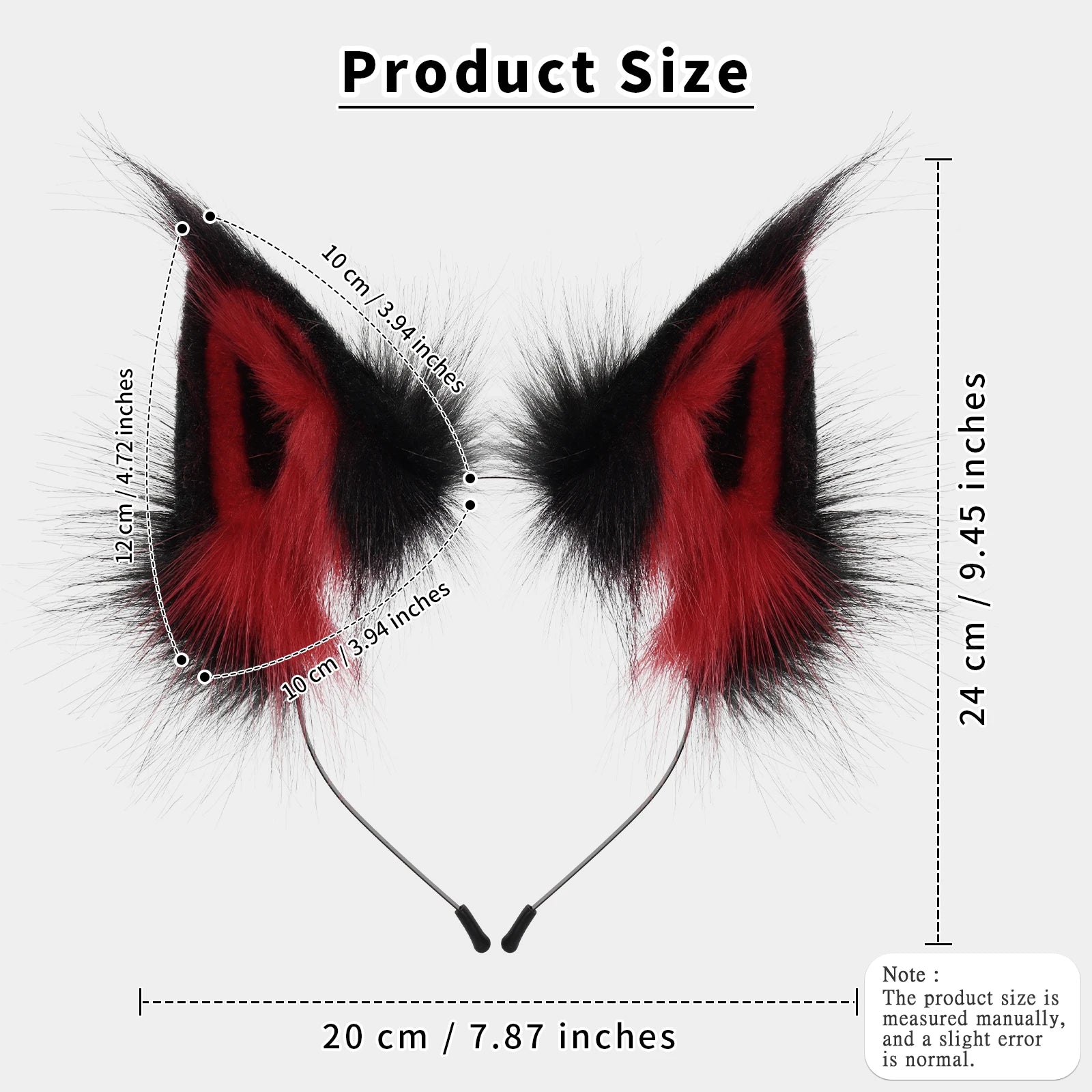 Faux Fur Fox & Wolf Ear Headband – Furry Cosplay Hair Accessory