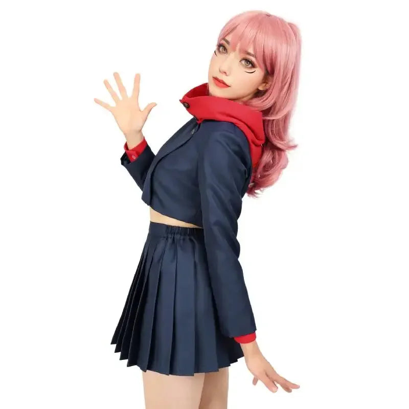 Itadori Yuji Women’s Cosplay Costume – Hooded Jacket & High-Waist Skirt Set