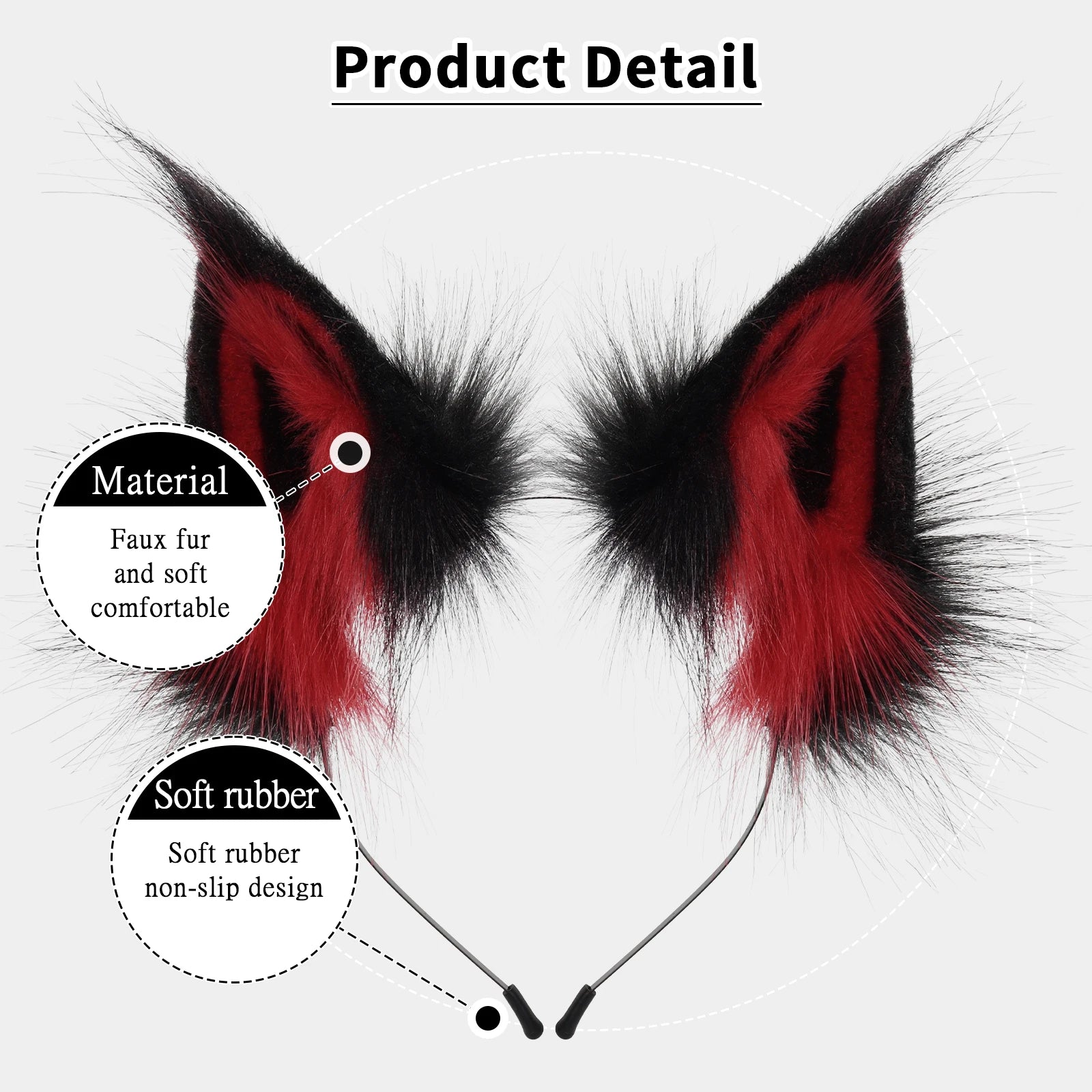 Faux Fur Fox & Wolf Ear Headband – Furry Cosplay Hair Accessory