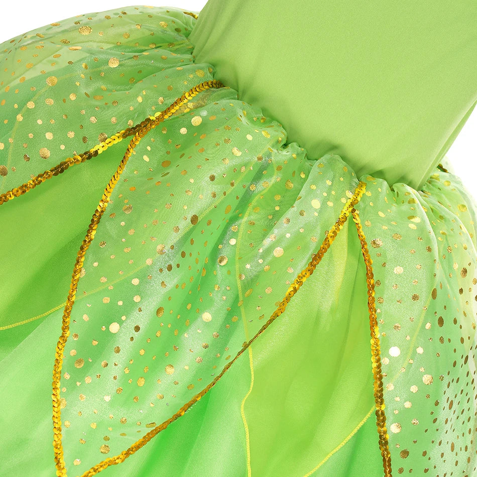 Girls Green Fairy Princess Costume – Magical Dress & Wings Set for Kids