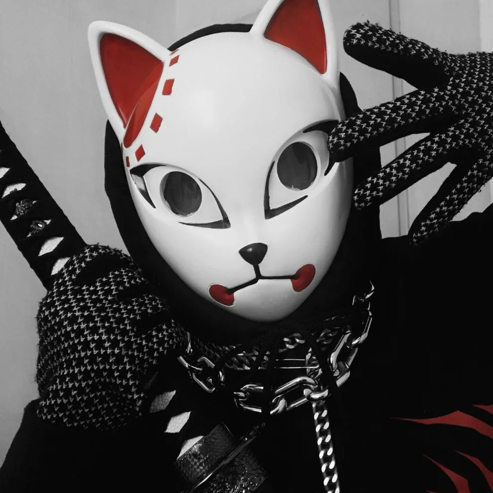 Demon Fox Mask – Anime Cosplay Prop - Tanjiro, Sabito, Makomo
