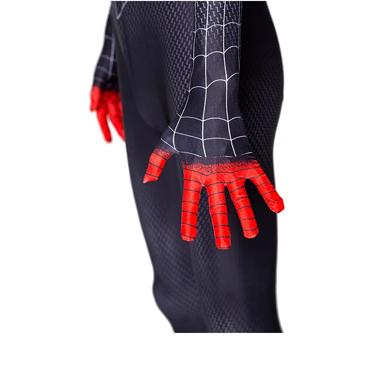 Kids Superhero Bodysuit Cosplay Costume – Miles Morales Hooded Jumpsuit Set