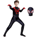 Kids Superhero Bodysuit Cosplay Costume – Miles Morales Hooded Jumpsuit Set