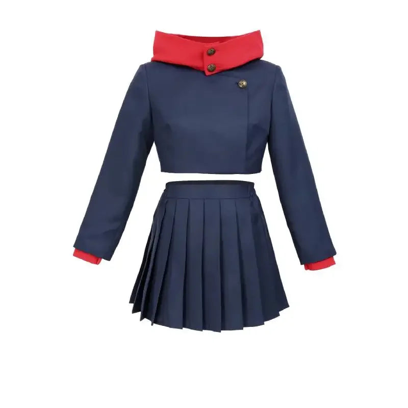 Itadori Yuji Women’s Cosplay Costume – Hooded Jacket & High-Waist Skirt Set