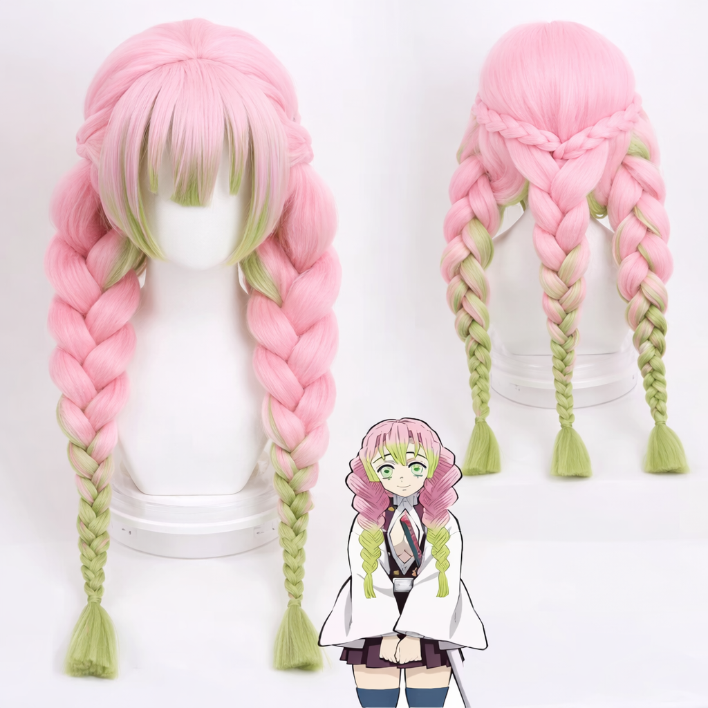 Mitsuri Kanroji Wig – Demon Slayer Long Pink & Green Cosplay Hair