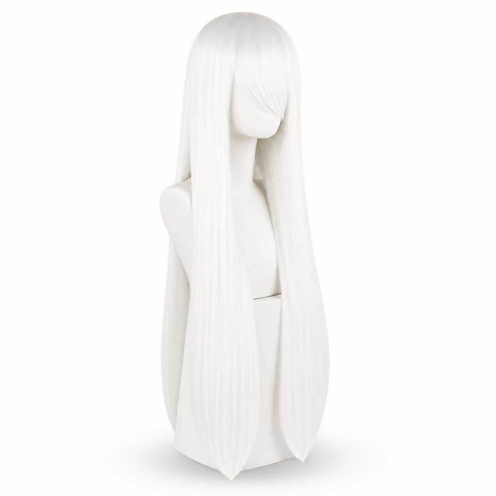 Persephone Classic White Cosplay Wig – 32in Long Straight Synthetic Hair