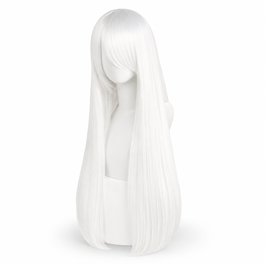 Persephone Classic White Cosplay Wig – 32in Long Straight Synthetic Hair